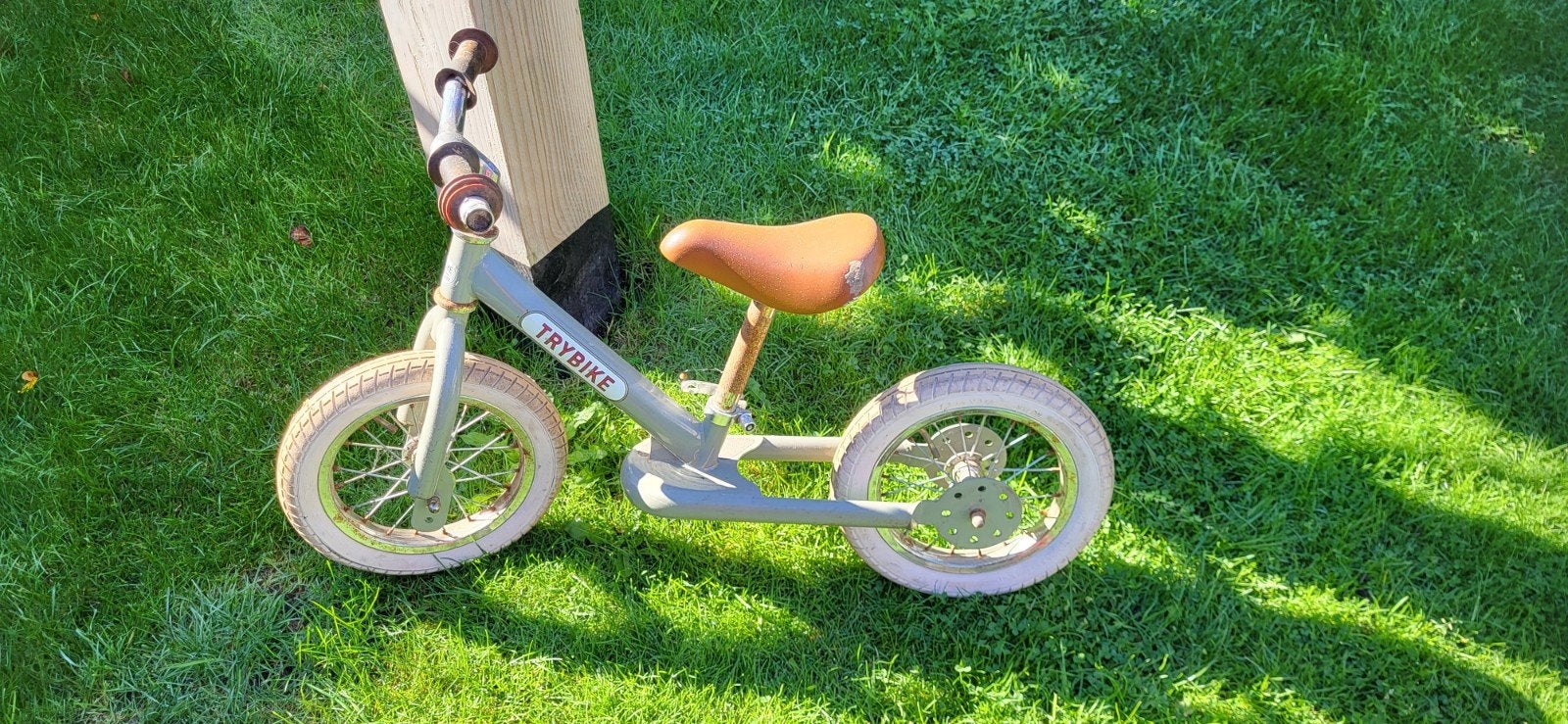 Trybike loopfiets - Groen met bruin zadel, Ophalen, Gebruikt, Minder dan 16 inch, Trybike