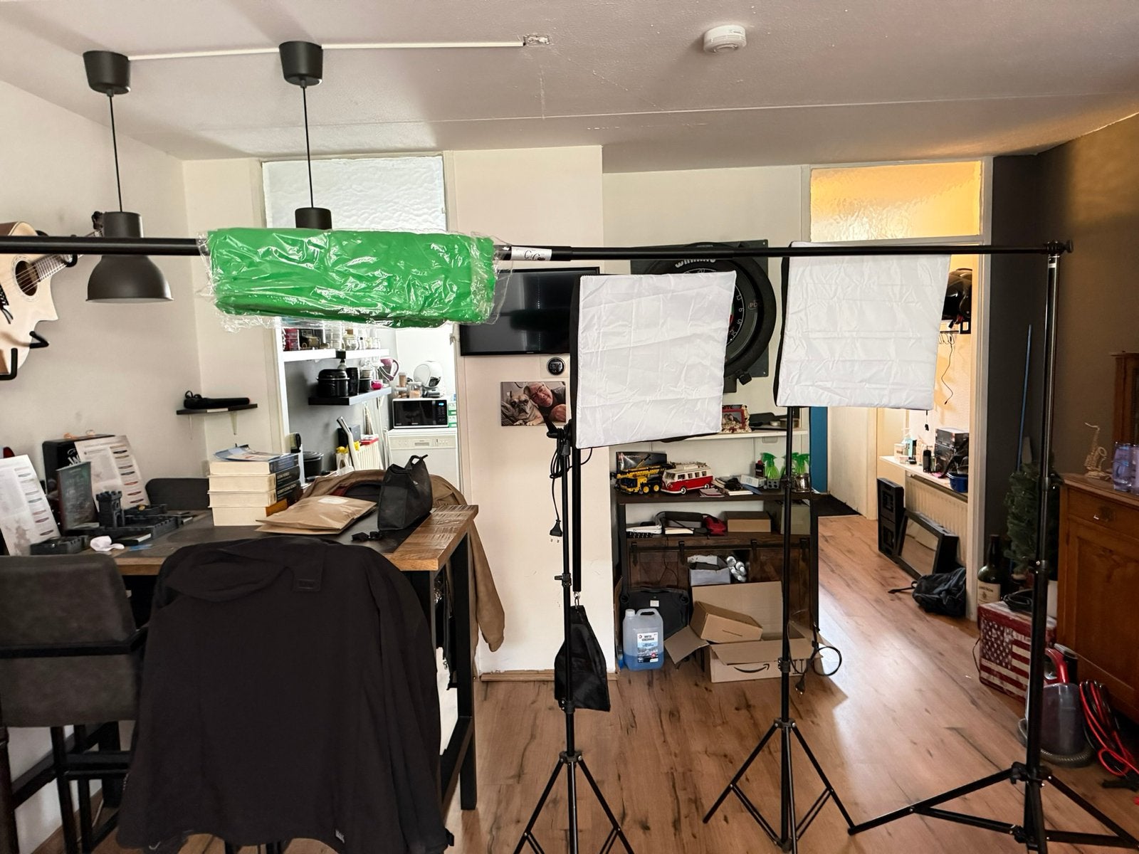 Studio lampen en greenscreen, Ophalen, Zo goed als nieuw, Lamp of Flitsset