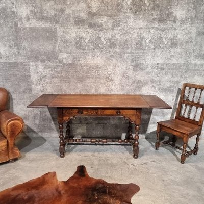 Franse Antieke Brocante Stokbrood Tafel met Uniek Patinee, Ophalen of Verzenden