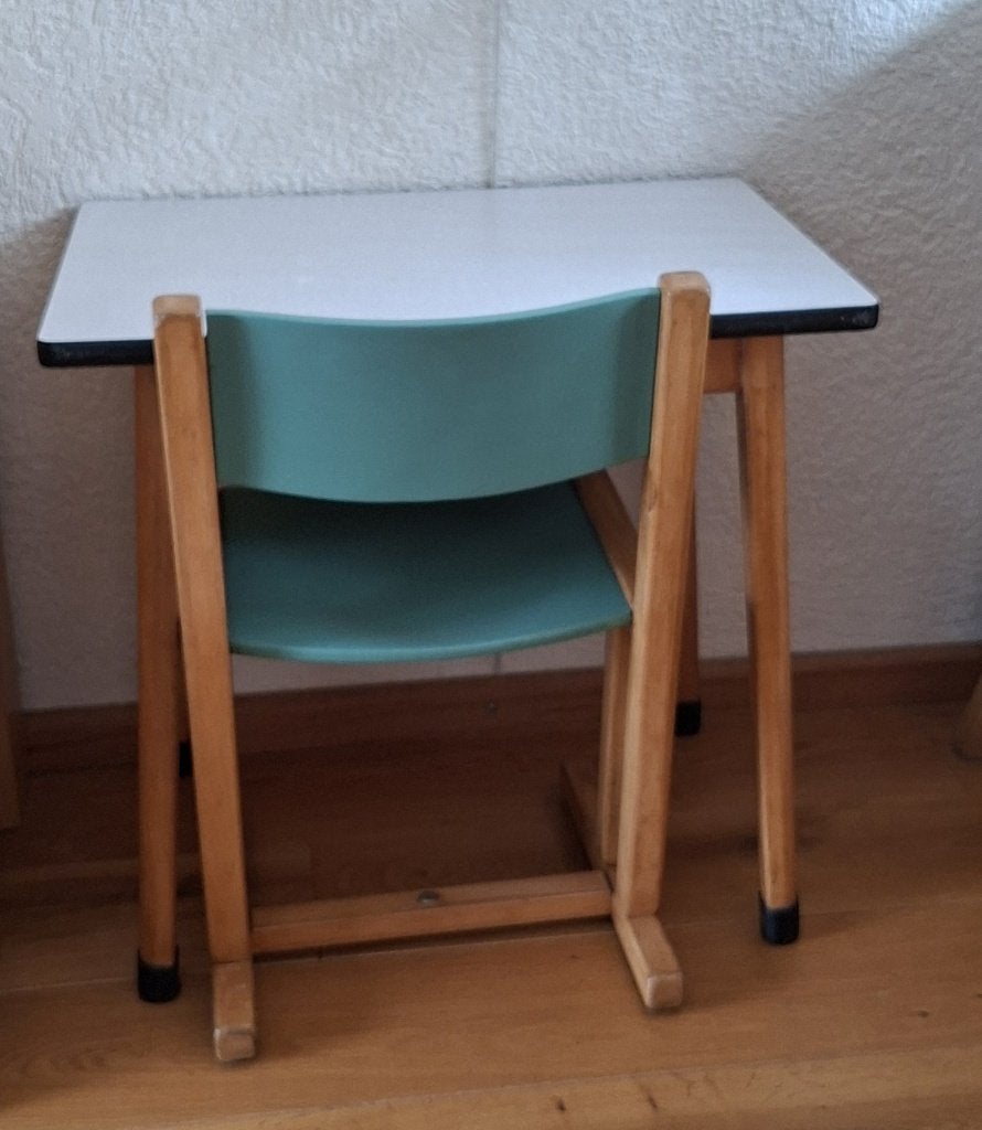 Vintage kleuterschool tafel en stoeltje, Ophalen, Gebruikt, Tafel(s) en Stoel(en)