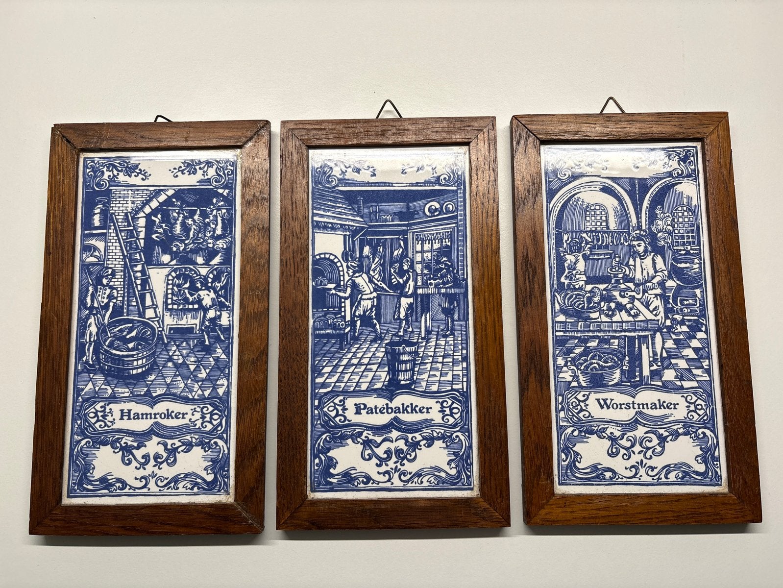 Set van 3 Delfts blauwe tegels met ambachten, Ophalen