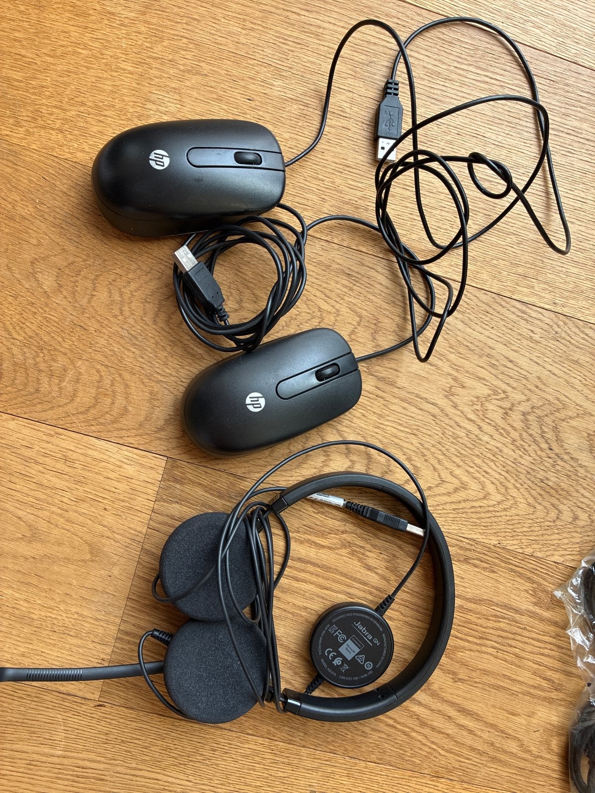 HP Bedrade Muizen en Jabra Headset, Computers en Software, Muizen, Gebruikt, Muis, Rechtshandig, Bedraad, Ophalen