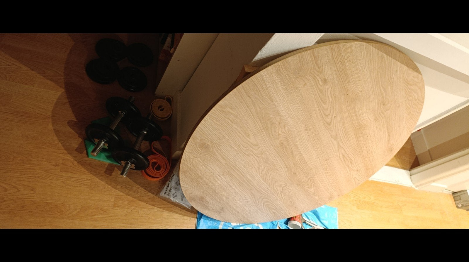 Ikea rond tafelblad, 105 cm, eiken fineer, als nieuw, Ophalen of Verzenden