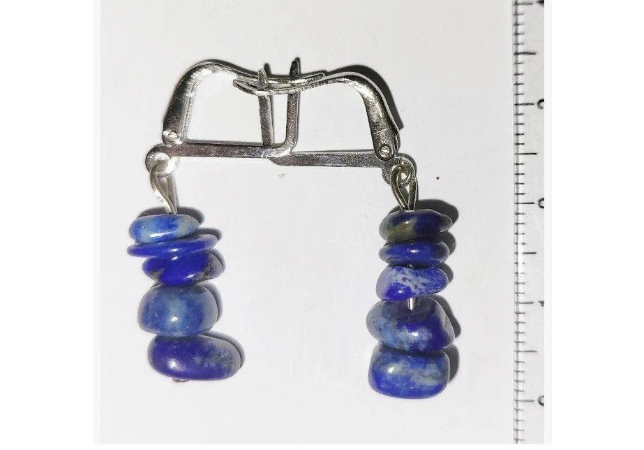 lapis lazuli azuurblauw parel Natuurlijke stenen Oorbellen, Sieraden, Tassen en Uiterlijk, Ophalen of Verzenden, Nieuw