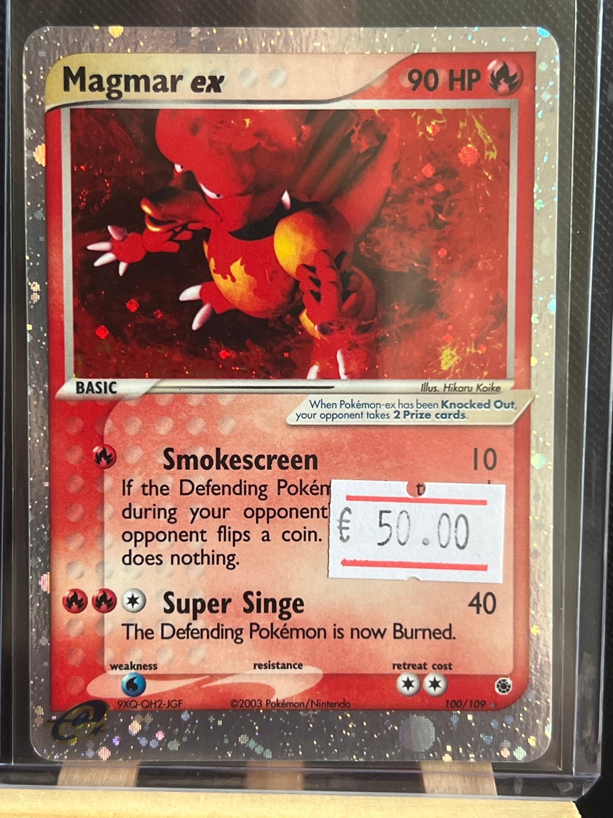 Magmar ex 90 HP Pokémon Kaart - EX Dragon 100/100, Ophalen of Verzenden, Zo goed als nieuw, Losse kaart