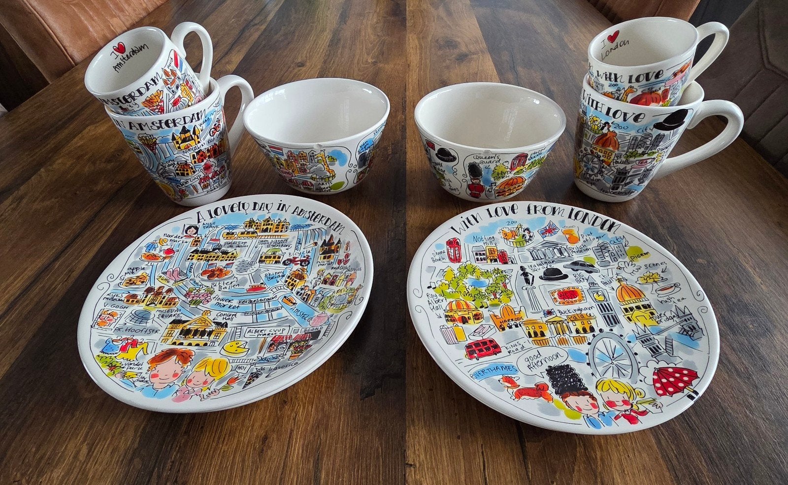 blond amsterdam steden set, Ophalen of Verzenden, Zo goed als nieuw, Aardewerk, Bord(en)