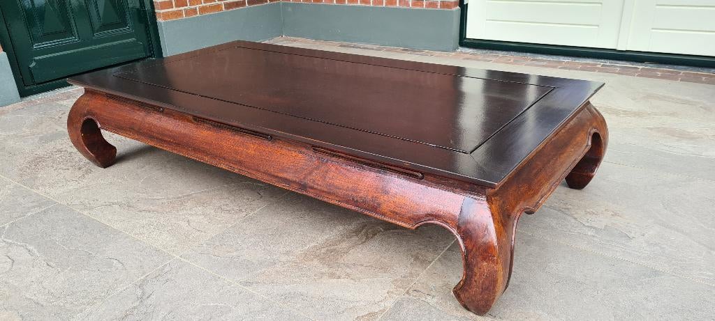 Koloniaal teakhouten opiumtafel, Huis en Inrichting, Tafels | Salontafels, Ophalen, Gebruikt, Koloniaal, Teakhout