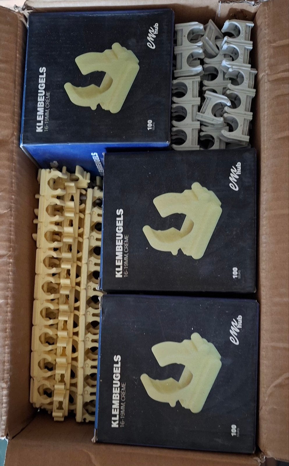 Klembeugels 16-19mm Crème - Nieuw in doos (100 st/doos), Ophalen of Verzenden, Nieuw, Overige merken, Overige typen