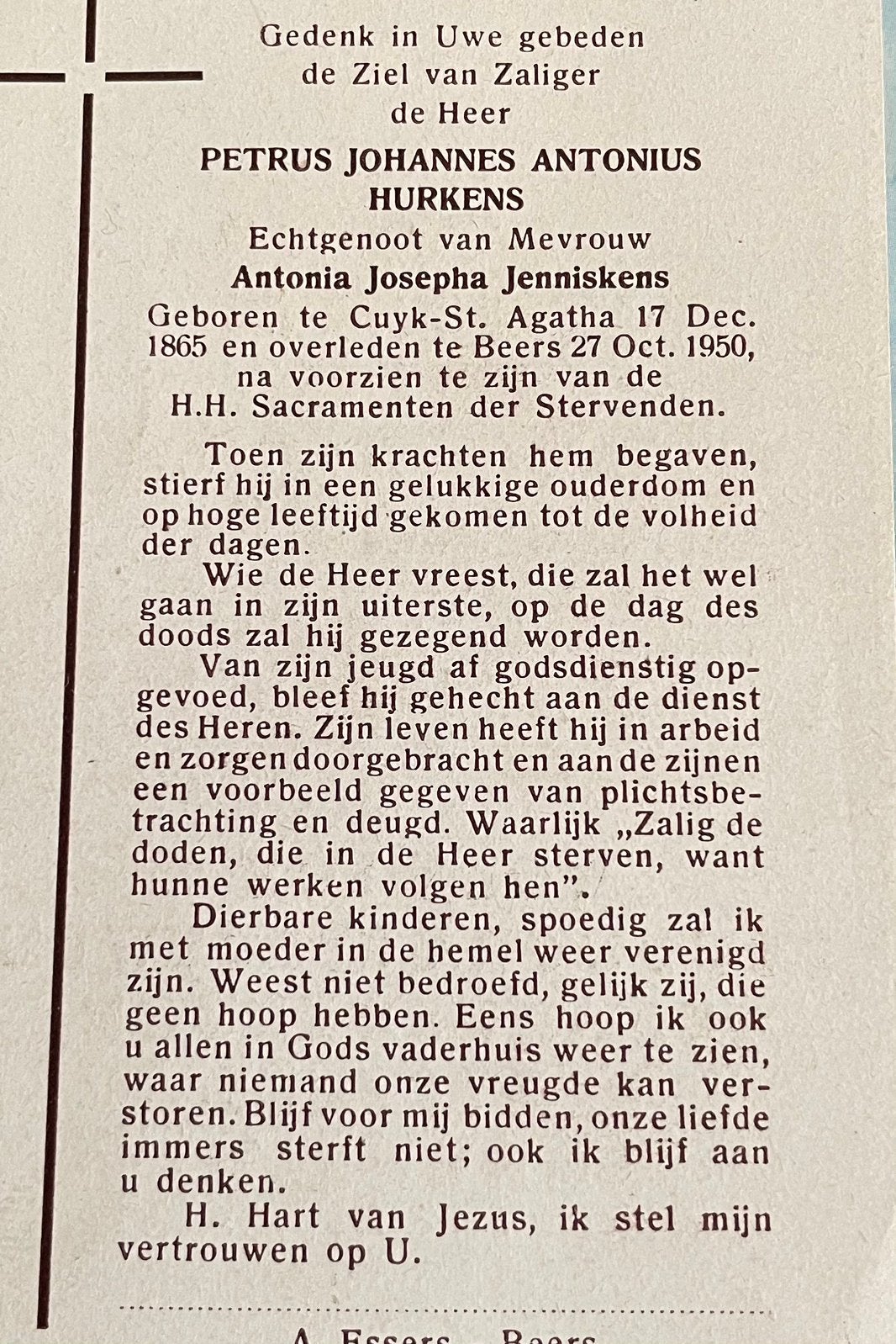 Petrus Johannes Antonius Hurkens 1865, Ophalen of Verzenden