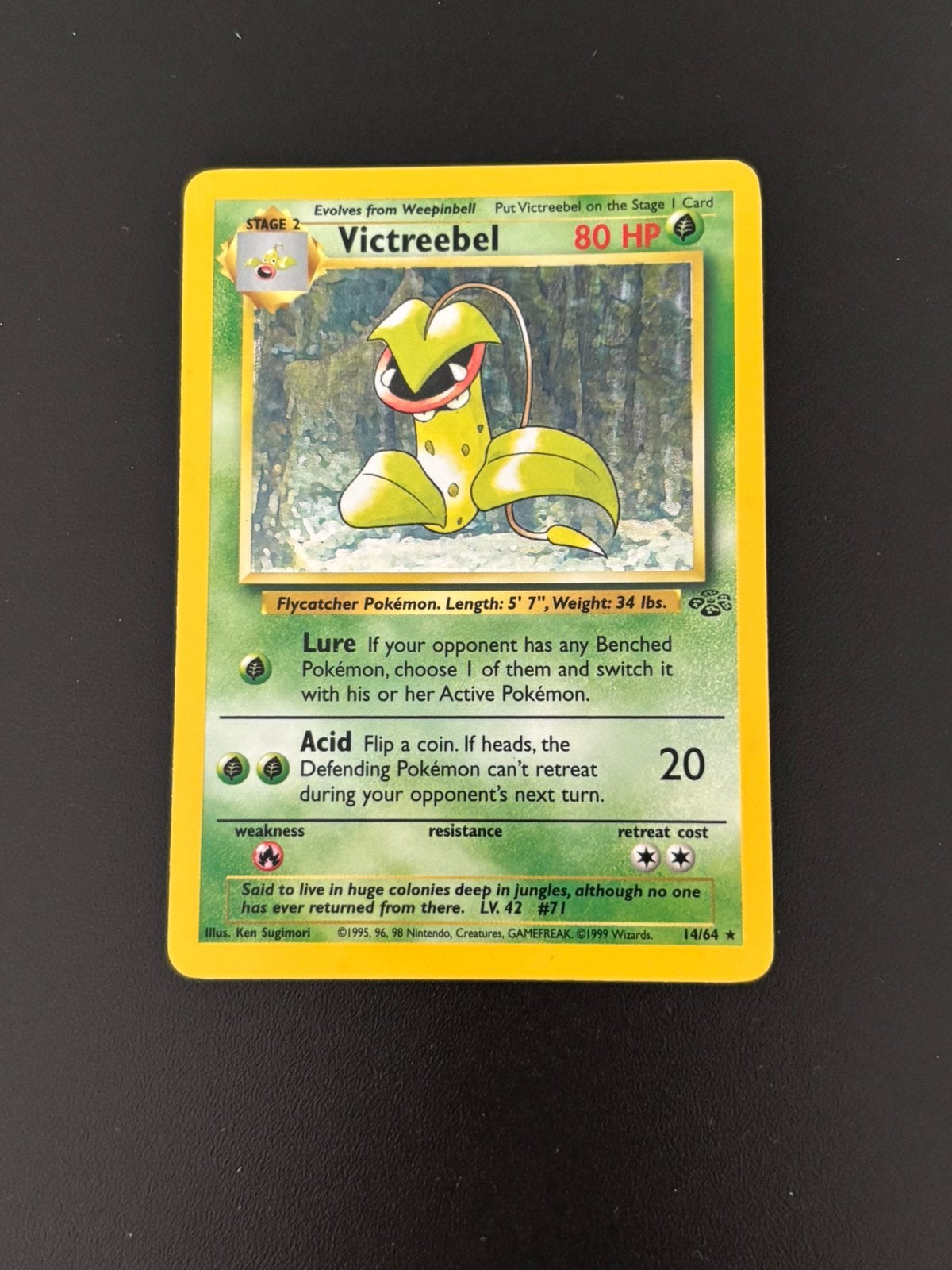 Victreebel 14/64 jungle holo, Hobby en Vrije tijd, Verzamelkaartspellen | Pokémon, Ophalen of Verzenden, Zo goed als nieuw