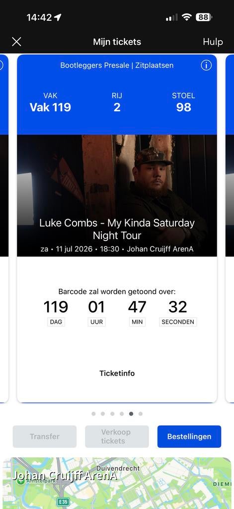 Luke combs kaarten TOP PLAATSEN, Drie personen of meer, Juli
