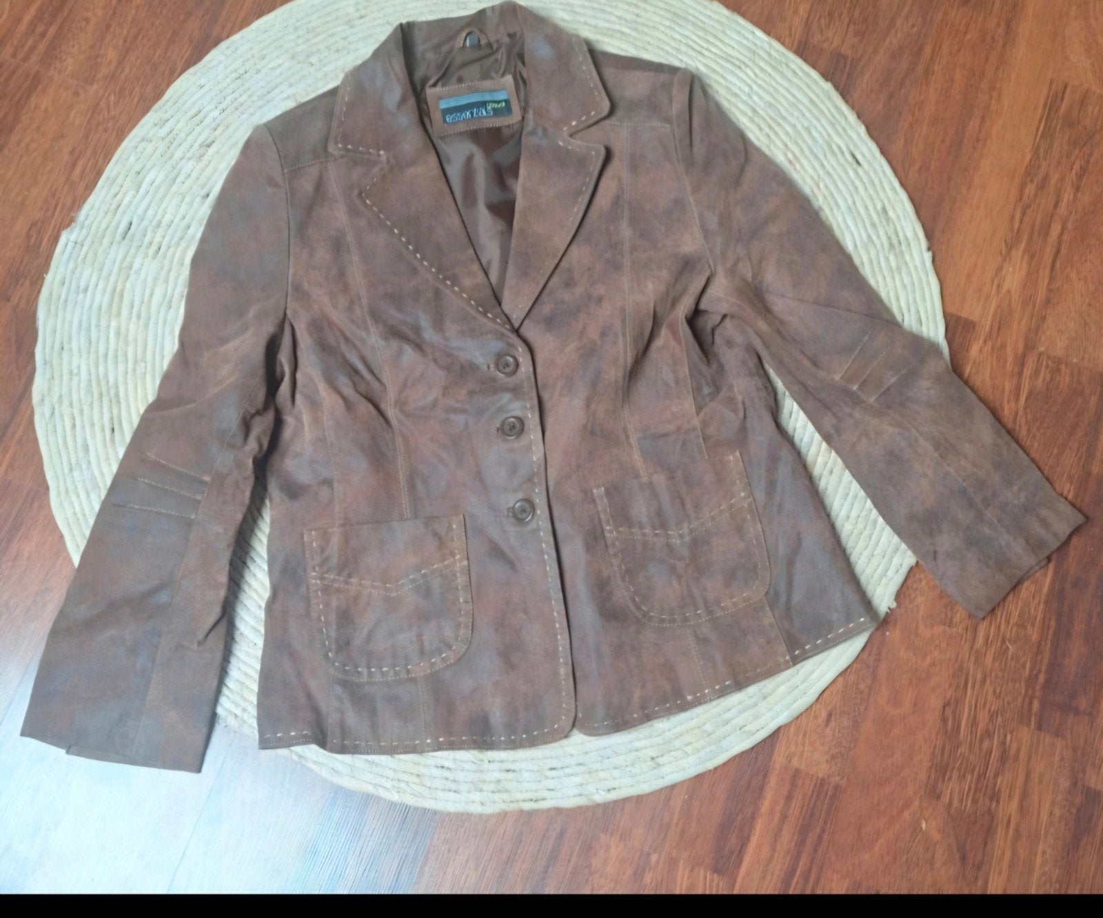 Vintage Essentials Casual Leren Jasje Maat 40, Bruin, Maat 42/44 (L), Ophalen of Verzenden, Jasje