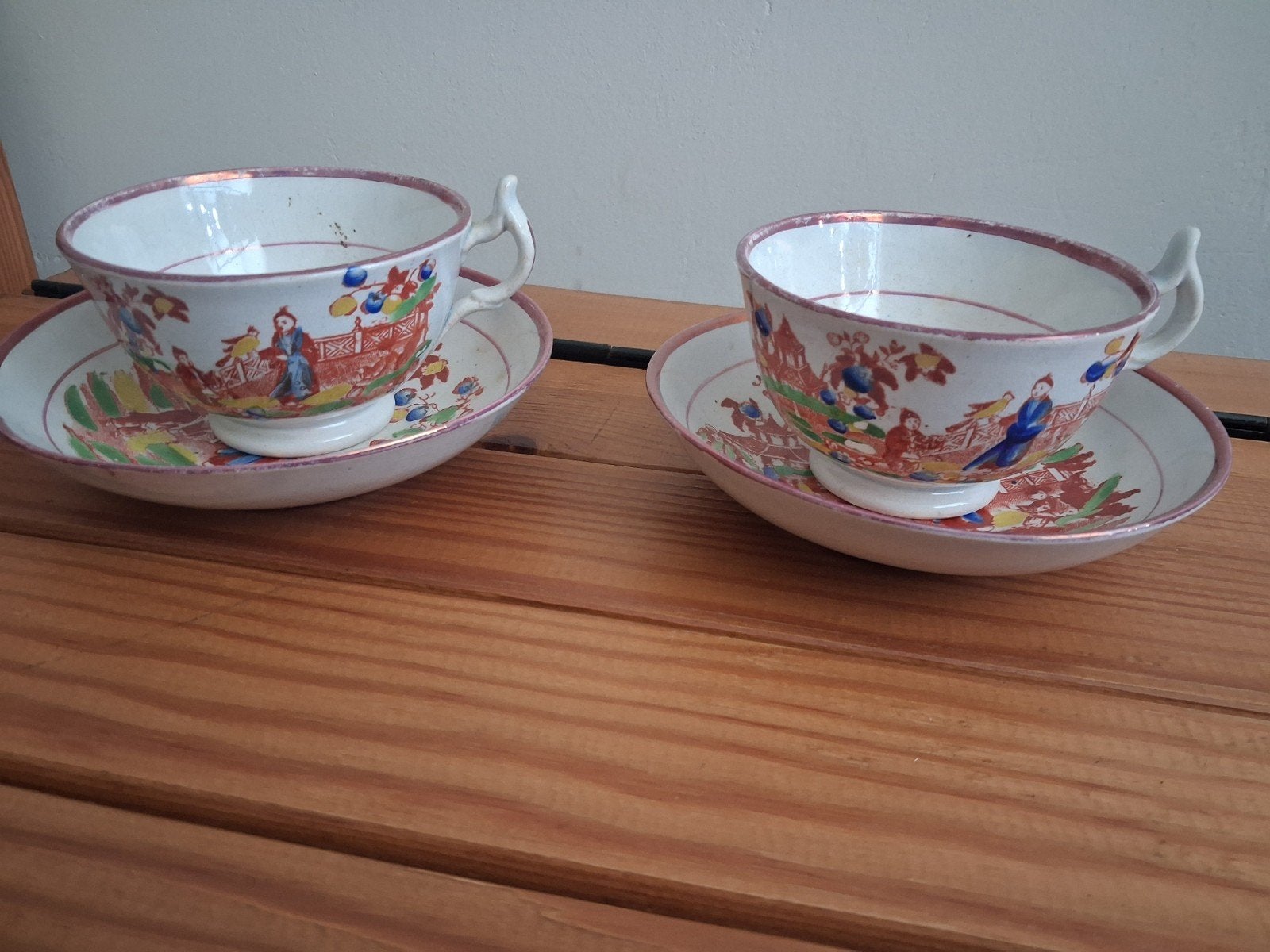 Antieke Chinese theekopjes met schotels (2 sets), Antiek en Kunst, Ophalen of Verzenden