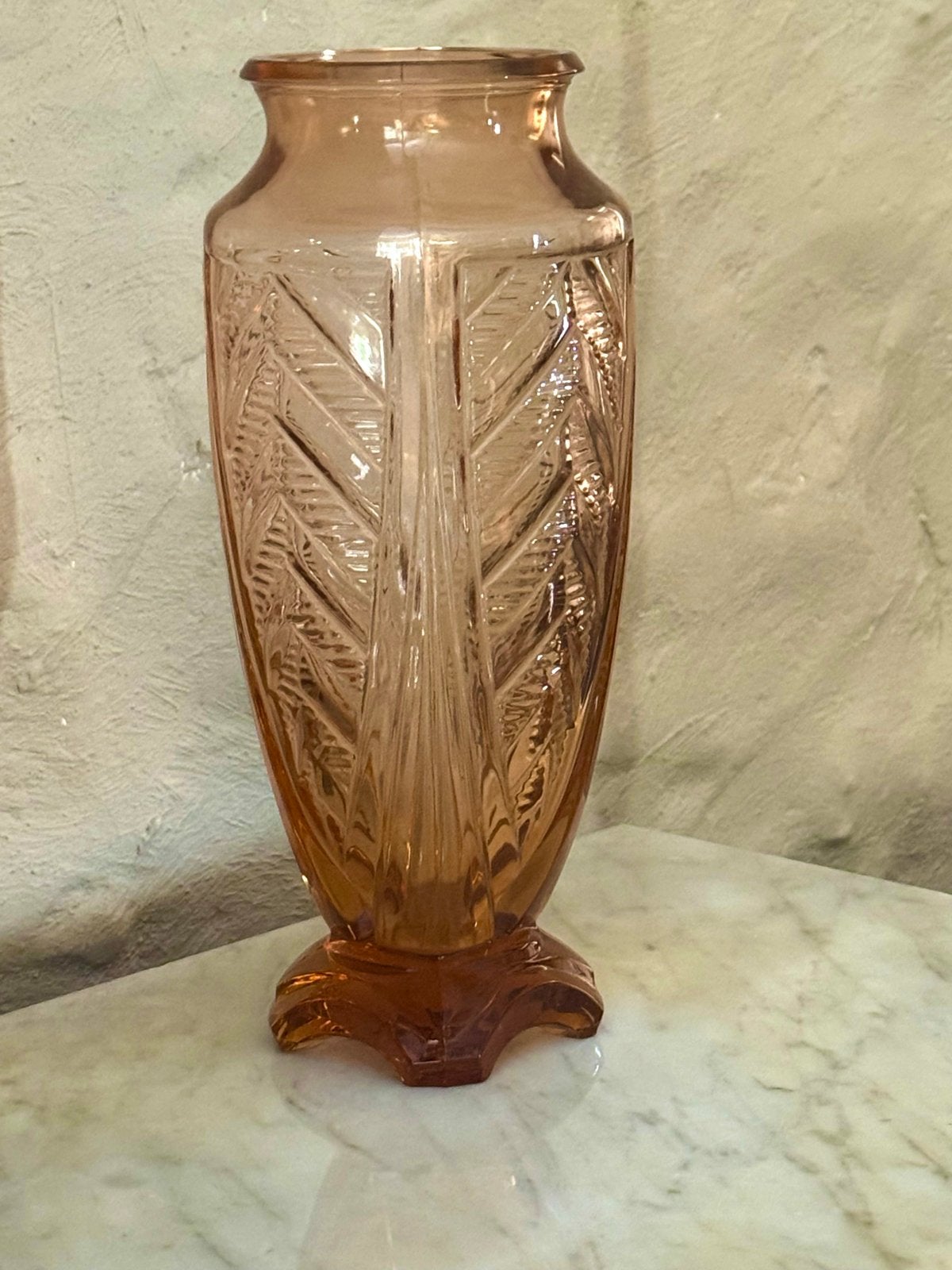 Antieke Roze Vaas - Art Deco Glas - ca. 1920 - 27 cm, Ophalen of Verzenden