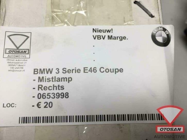 bmw 3 serie e46 coupe cabrio 03 06 mistlamp nieuw! rechts 06, Petuelring 130
80788  Munich, DE, Info@bmw.de, Nieuw, Ophalen of Verzenden