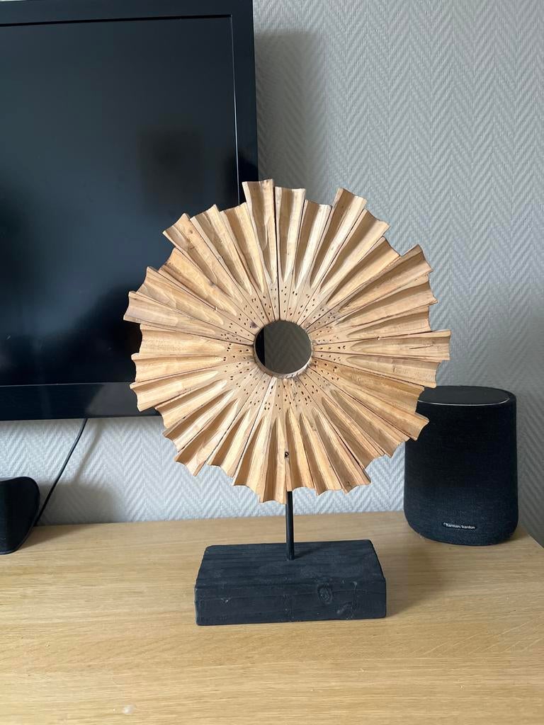 Decoratieve houten schijf op standaard, Huis en Inrichting, Ophalen, Zo goed als nieuw