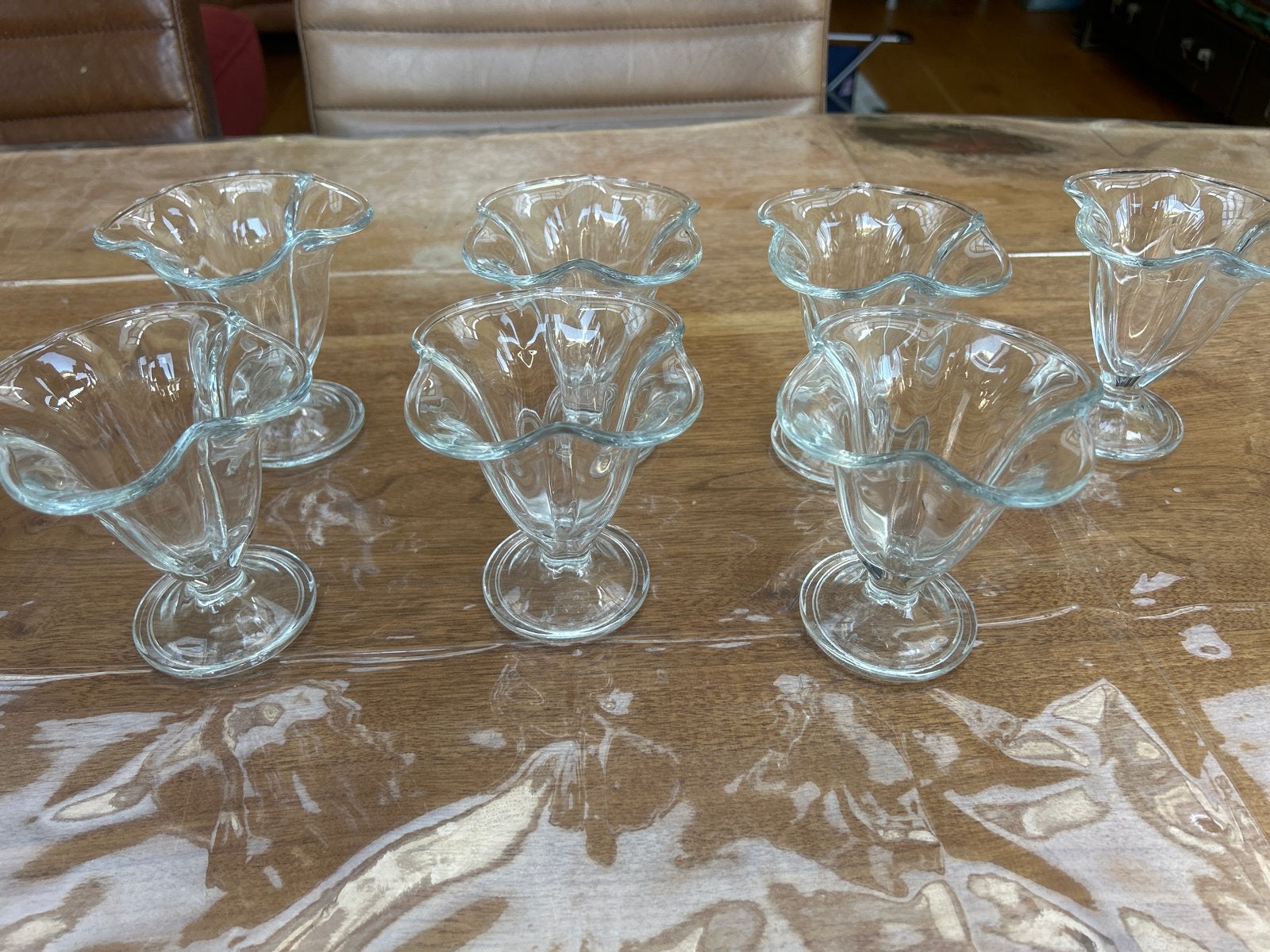Set van 7 vintage glazen ijscoupes, Antiek en Kunst, Ophalen of Verzenden