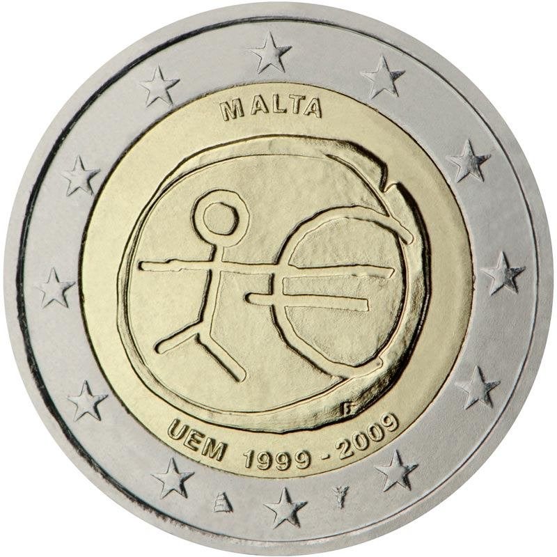 2 euro Malta 2009 - 10 jaar EMU (UNC), Ophalen of Verzenden, Malta, 2 euro, Losse munt