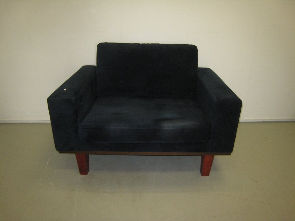 Moderne blauw fluwelen loveseat, Huis en Inrichting, Niet ingevuld, Gebruikt, Niet ingevuld, Niet ingevuld
