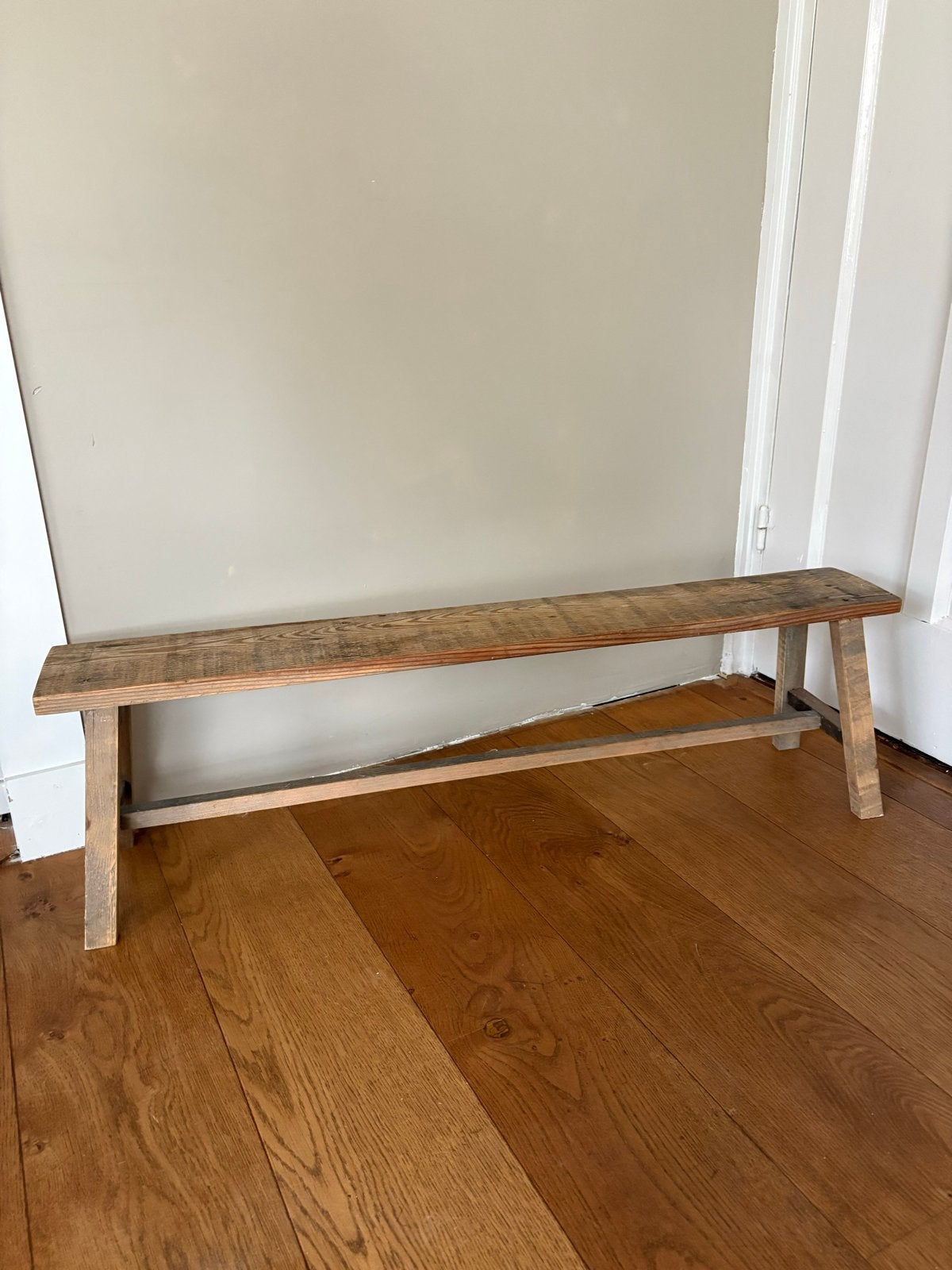Houten decoratiebankje - 98 x 27,5 cm, Huis en Inrichting, Stoelen, Ophalen, Gebruikt, Bruin, Hout