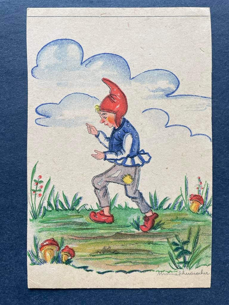 Kabouter M Schümacher illustrator, Verzamelen, Ansichtkaarten | Themakaarten, Gelopen, 1920 tot 1940, Overige thema's, Ophalen of Verzenden