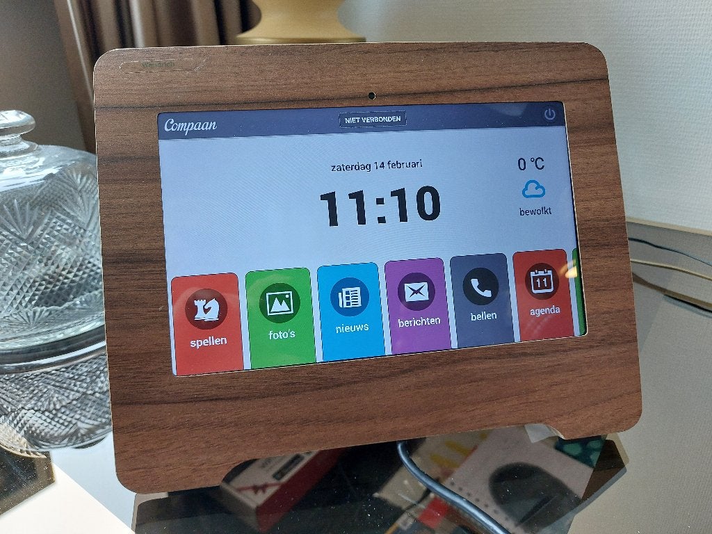 Te koop: Houten houder voor Compaan / Galaxy Tab A7 10 inch, Gebruikt, Bescherming voor- en achterkant, Samsung Galaxy Tab A7