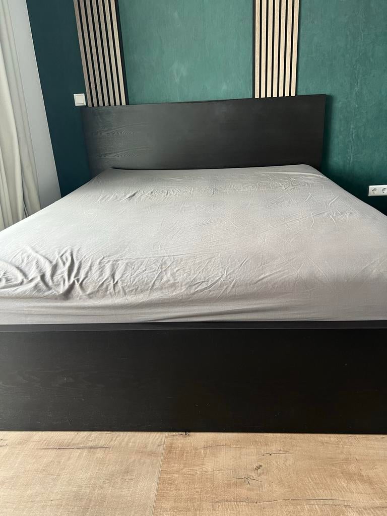 Ikea MALM bedframe met 4 lades, zwart., Huis en Inrichting, Slaapkamer | Bedden, Gebruikt, Tweepersoons, 160 cm, 200 cm, Hout