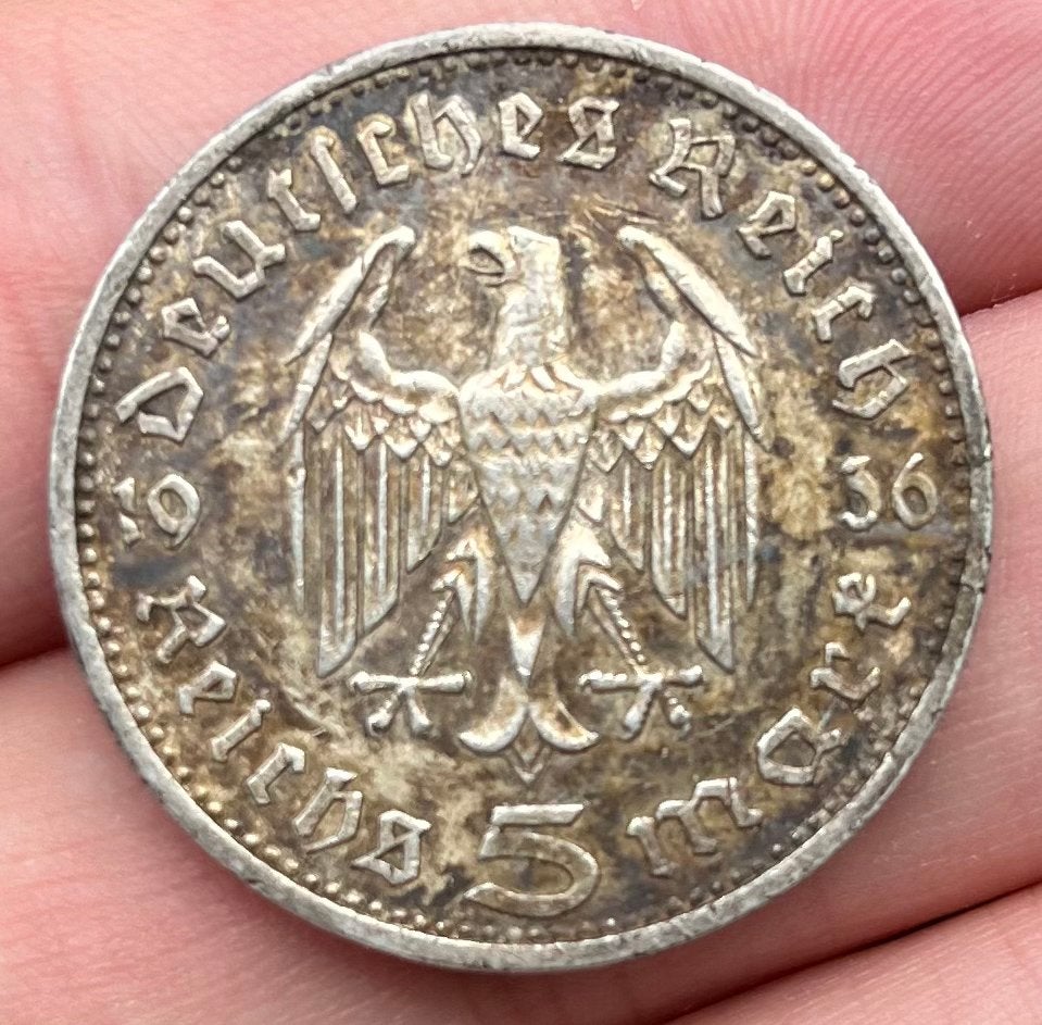5 Reichsmark Nazi Duitsland 1936 A, Ophalen of Verzenden, Duitsland, Losse munt, Zilver