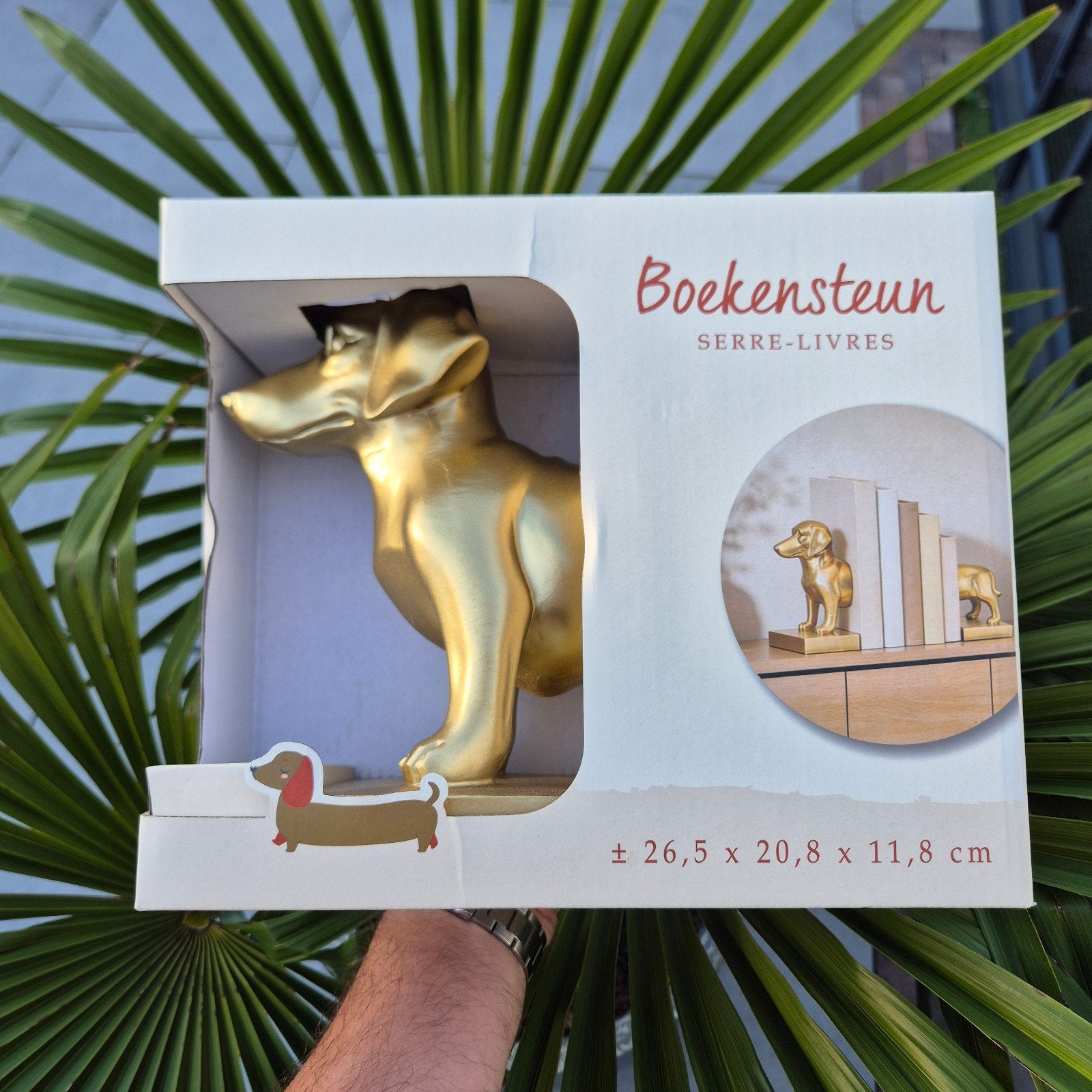 Nieuwe Gouden Teckel Boekensteun  | Serre-livres, Ophalen of Verzenden, Nieuw