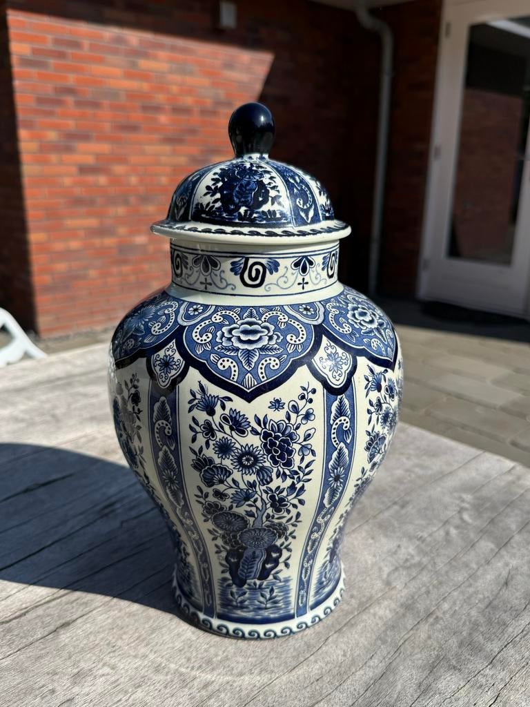 Prachtige Delfts Blauwe vaas met Deksel, Ophalen