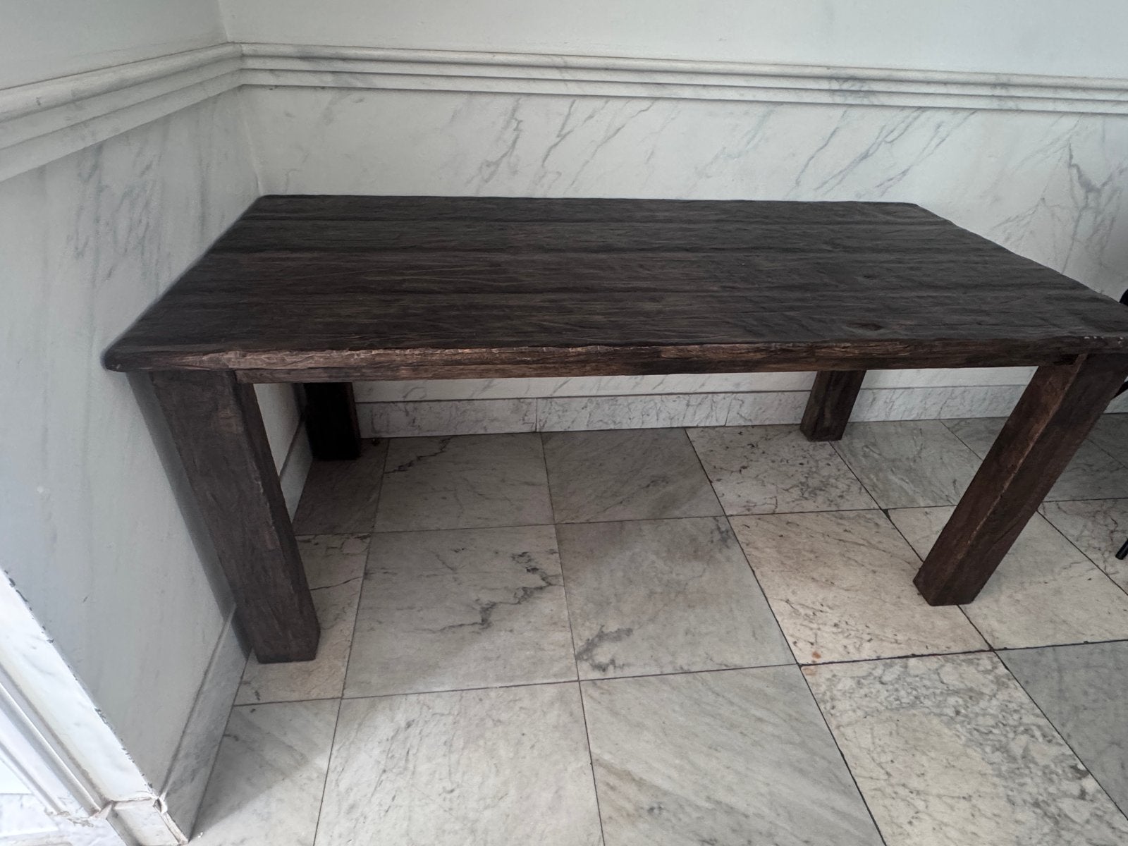 Robuuste houten tafel - 180x85,5x78 cm, Ophalen, Gebruikt, 50 tot 100 cm, Vijf personen of meer
