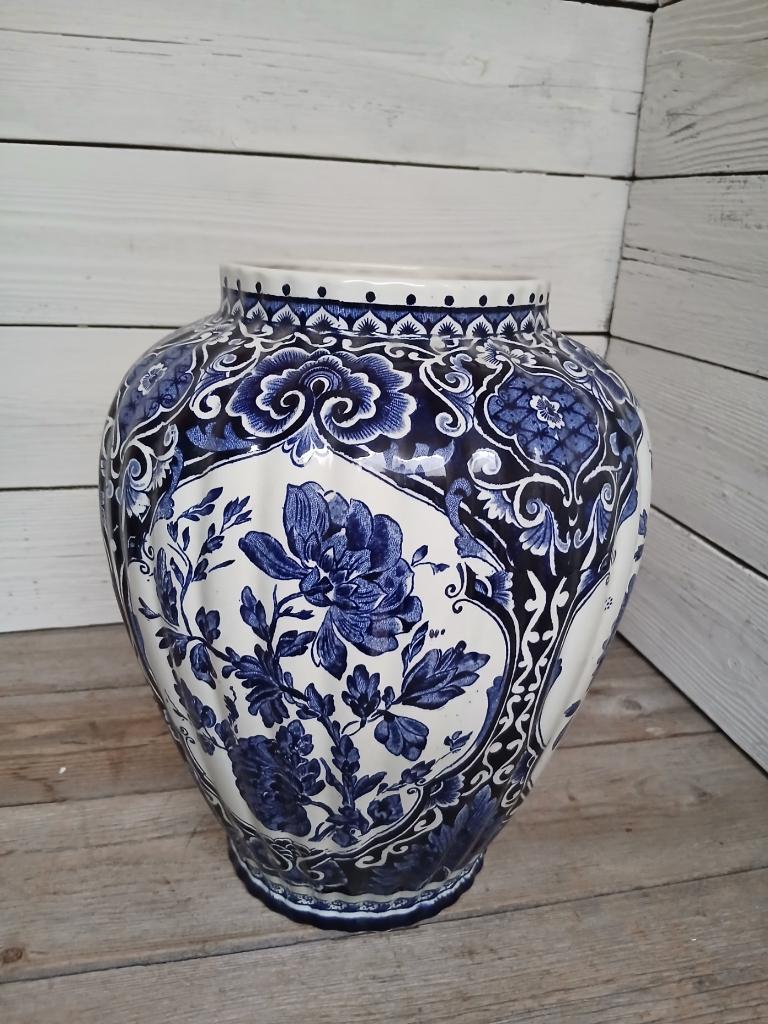 Delfts blauwe dekselvaas Petrus Regout - Sphinx Maastricht., Ophalen of Verzenden