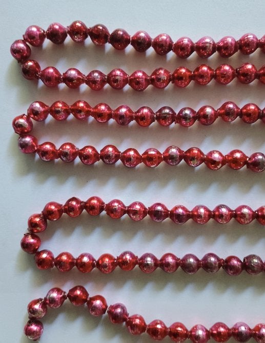 oude kerstslinger, kerstbal: rood, mooie patine circa 3,50 m, Ophalen of Verzenden