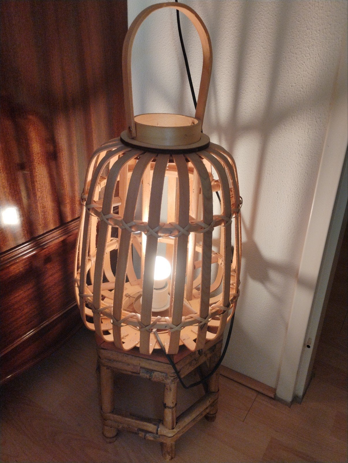 Bamboe vloerlamp - sfeervolle verlichting, Huis en Inrichting, Lampen | Vloerlampen, Ophalen of Verzenden, Gebruikt, Natuurlijk materiaal