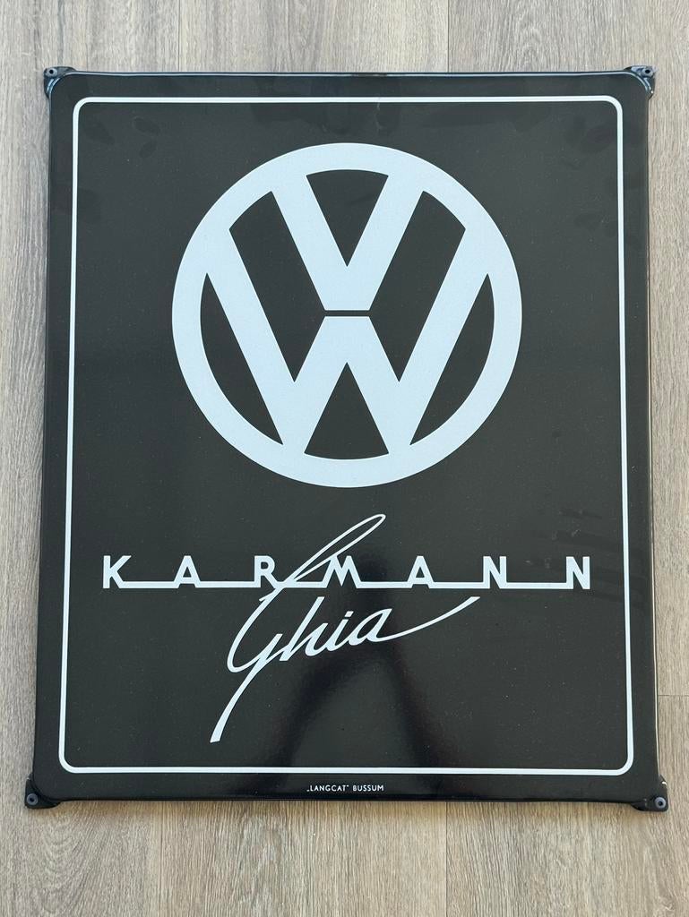 Volkswagen Karmann Ghia emaille bord van Langcat, Verzamelen, Ophalen of Verzenden, Gebruikt, Auto's