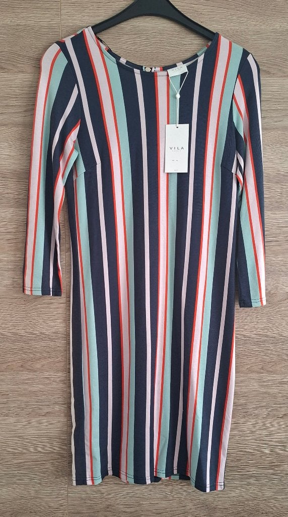 Dameskleding gestreepte jurk multicolor, Kleding | Dames, Overige kleuren, Vila, Nieuw, Ophalen of Verzenden