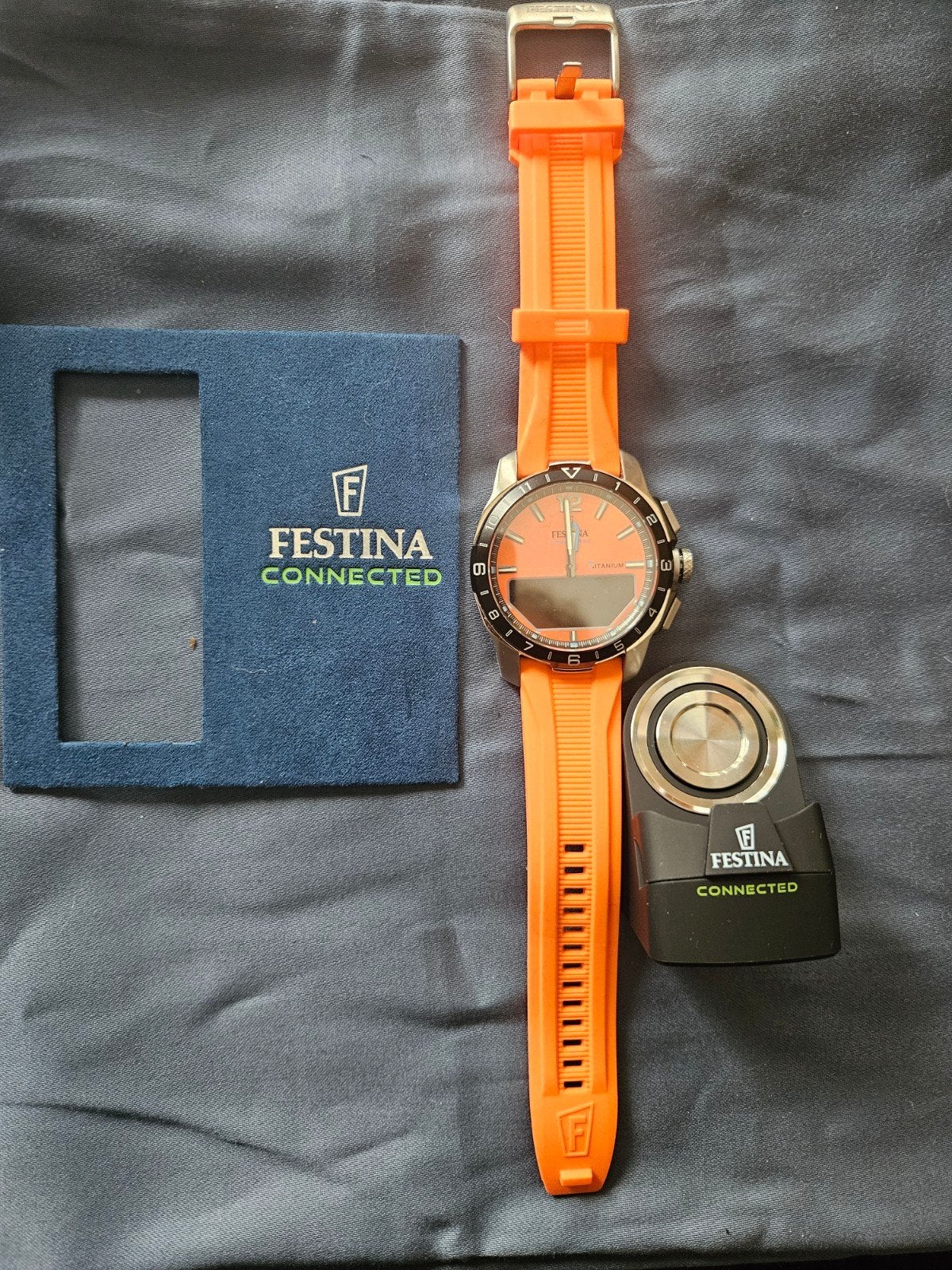Festina Connected Smartwatch Hybrid Orange Steel, Stappen, Nieuw, Oranje, Ophalen of Verzenden