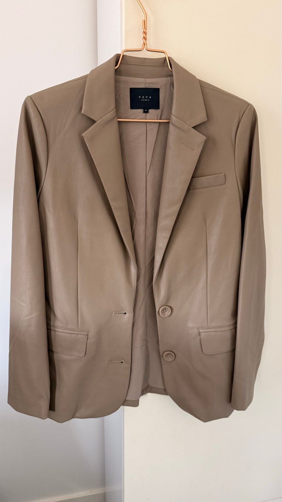 YAYA Dames leren Jasje - Maat 38 NIEUW, Maat 38/40 (M), Beige, Nieuw, Ophalen of Verzenden