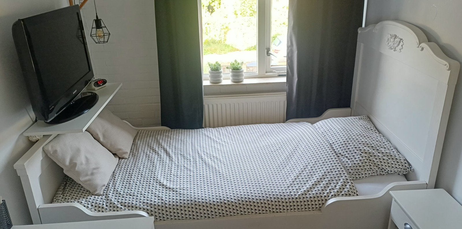 landelijk brocant bed, Ophalen, Eenpersoons, Landelijk, 120 cm
