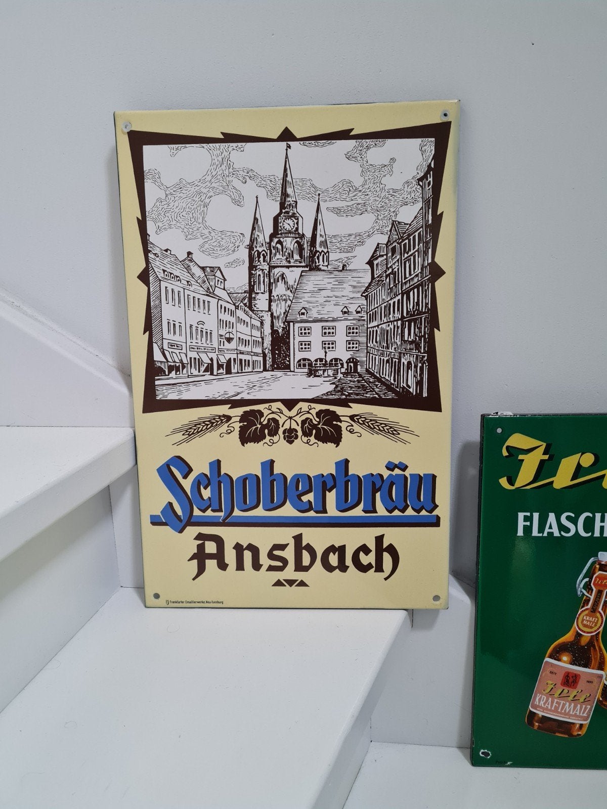 emaille bord ansbach schoberbrau, Ophalen of Verzenden, Zo goed als nieuw, Reclamebord