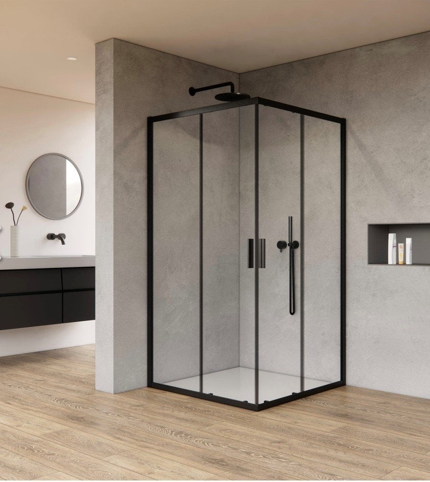 Douchecabine zwart 90x90x185 cm /Antikalk Nano Coating/Nieuw, Ophalen of Verzenden, Nieuw