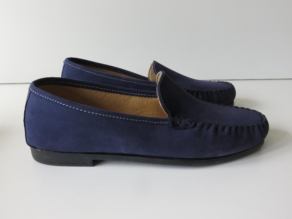 Blauwe Sabatini per Hessels nubuk instappers, loafers mt 38, Blauw, Instappers, Ophalen of Verzenden, Zo goed als nieuw