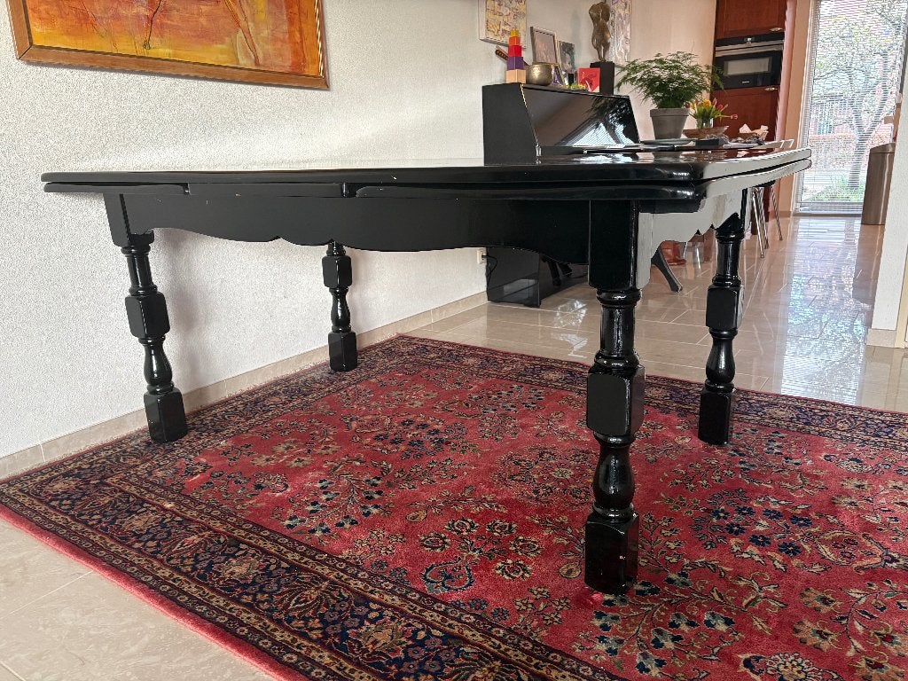 Zwarte hoogglans antieke eettafel, Antiek en Kunst, Ophalen