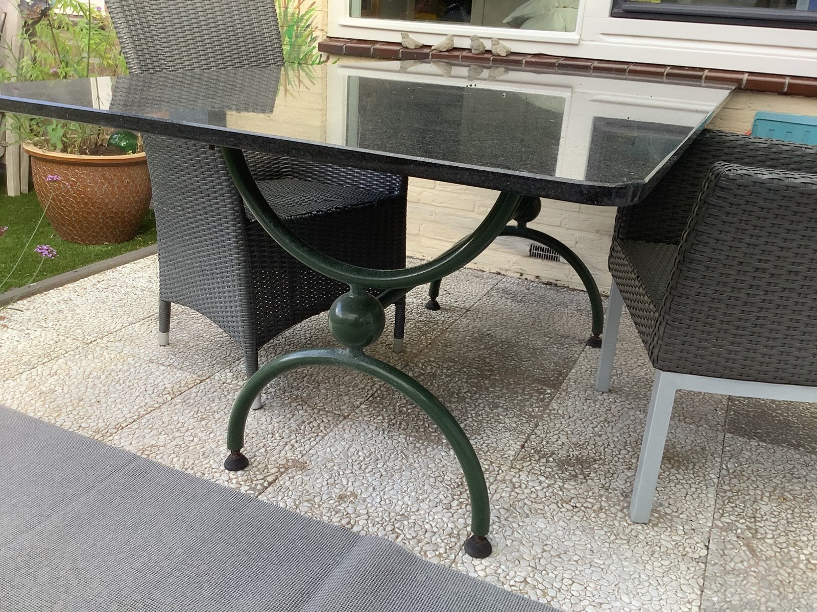 Granieten tuintafel voor terras en tuin, Tuin en Terras, Ophalen, Gebruikt, Rechthoekig, Overige materialen