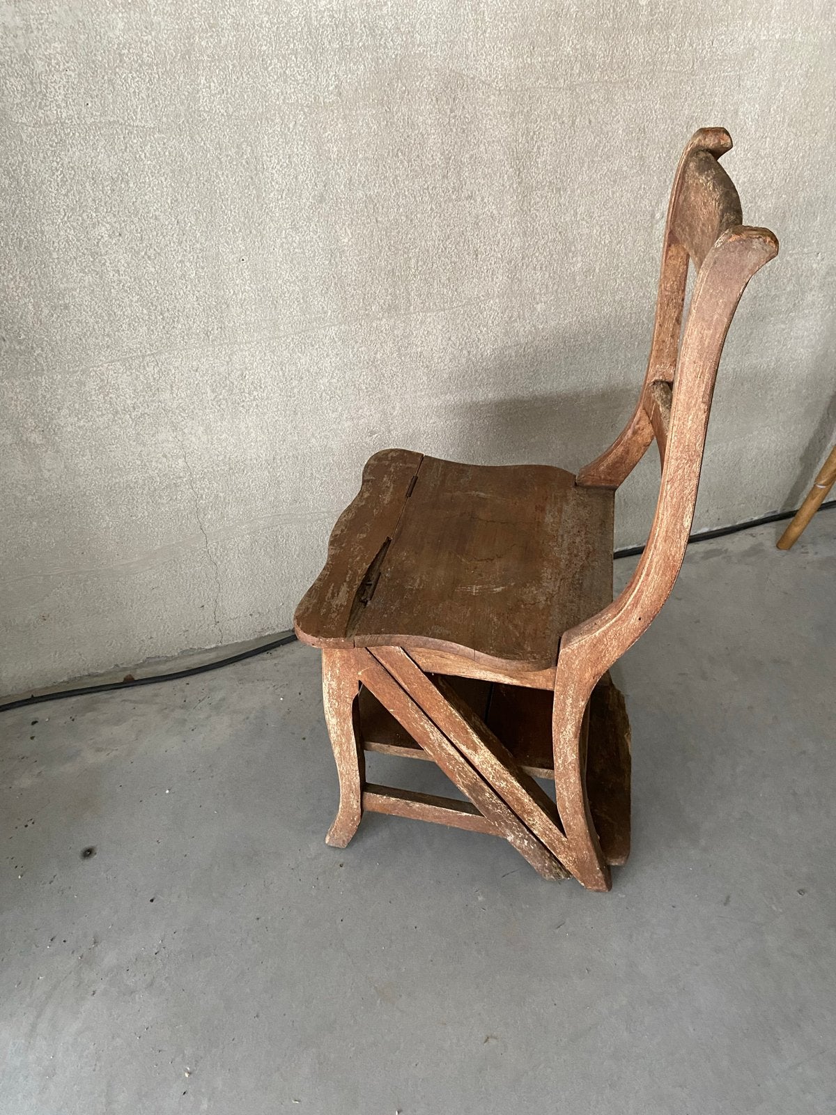 Antieke houten stoel / trapje, inklapbaar, Antiek en Kunst, Ophalen of Verzenden
