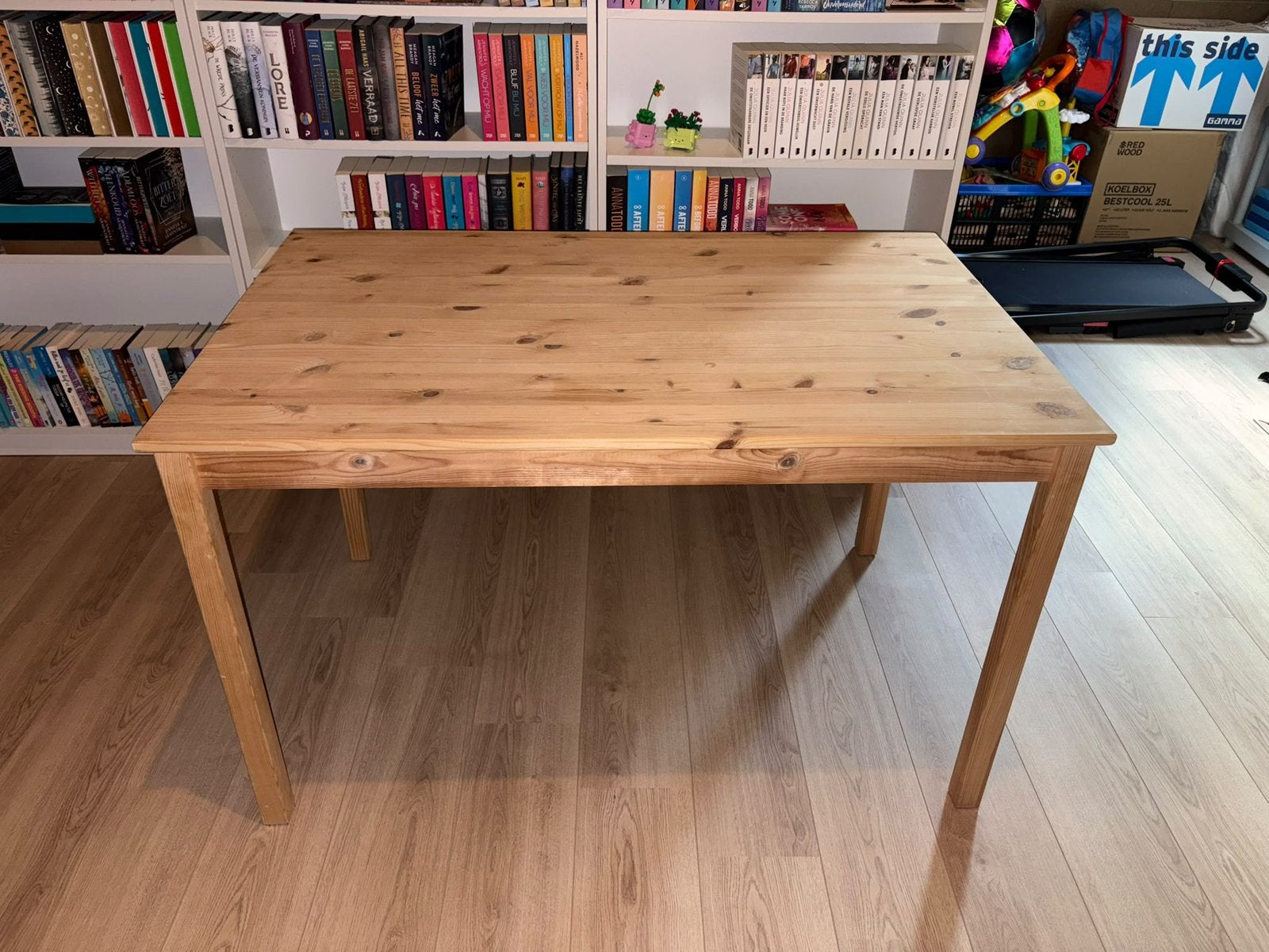Houten tafel, Huis en Inrichting, Ophalen, Zo goed als nieuw, Rechthoekig, 50 tot 100 cm