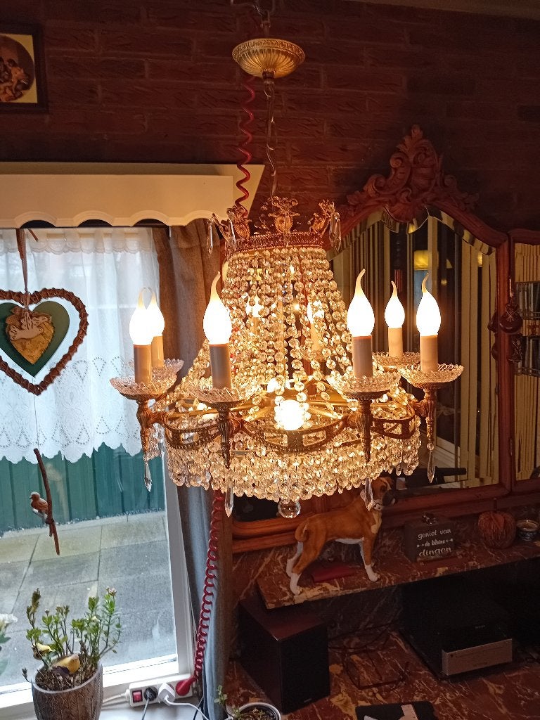zware antiek brons kristal hang lamp, Ophalen