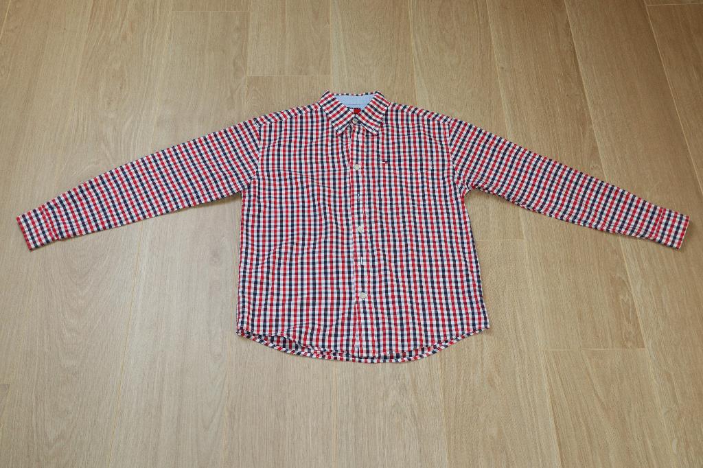 Tommy Hilfiger jongens ruitjes blouse ZGAN Maat 152 (RoodGri, Kinderen en Baby's, Kinderkleding | Maat 152, Overhemd of Blouse