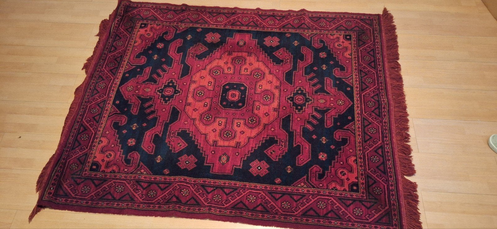 Authentiek Perzisch tafelkleed - Handgeweven, Huis en Inrichting, Ophalen, Gebruikt, 50 tot 100 cm, Blauw