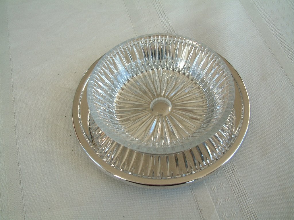 gaaf vintage glas of kristal schaaltje op onderzetter, Verzamelen, Ophalen of Verzenden, Zo goed als nieuw